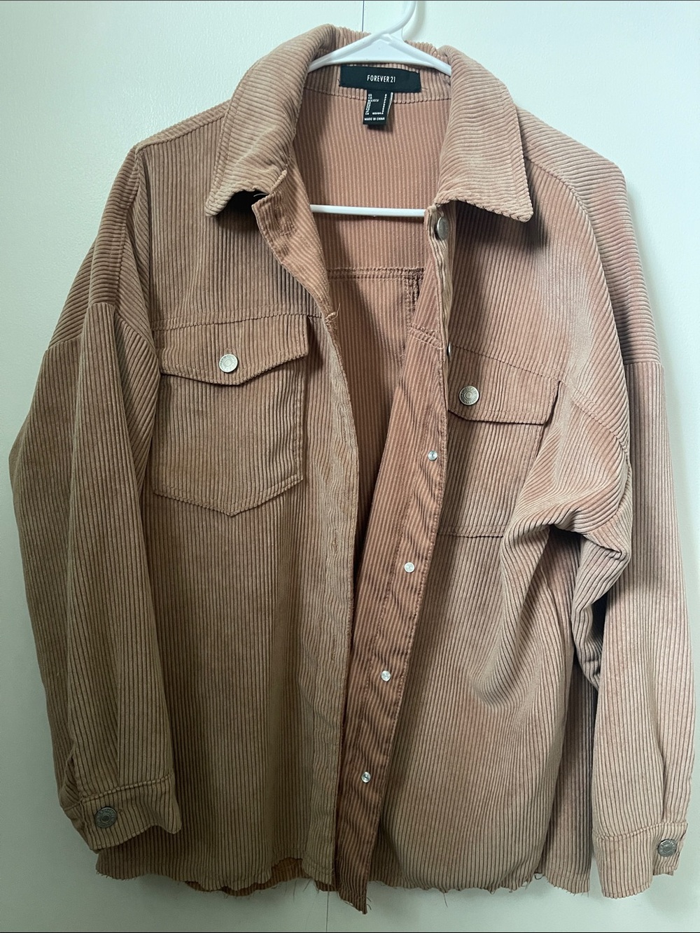 Forever 21 Men’s Tan Corduroy Button-Down Shirt Jacket